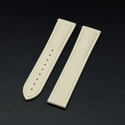 Premium Woven Pattern Sports Deployant Rubber Watch Band - 23mm (Beige l No Buckle)