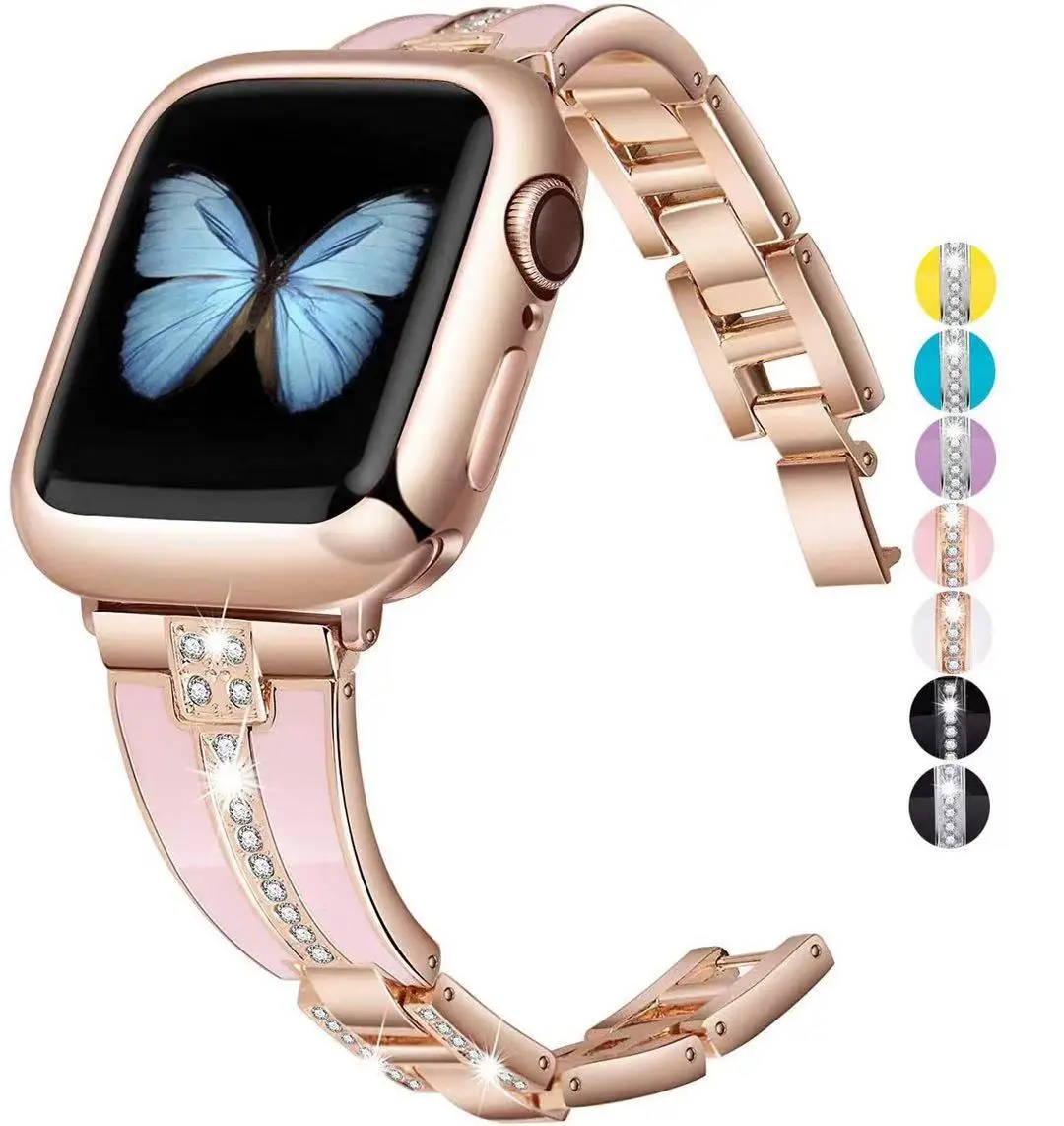 

Metal+Diamond strap for Apple watch Ultra 8 7 6 5 4 SE 49mm 45mm 41mm 44mm 40mm woman bracelet for iwatch3 38mm 42mm metal strap