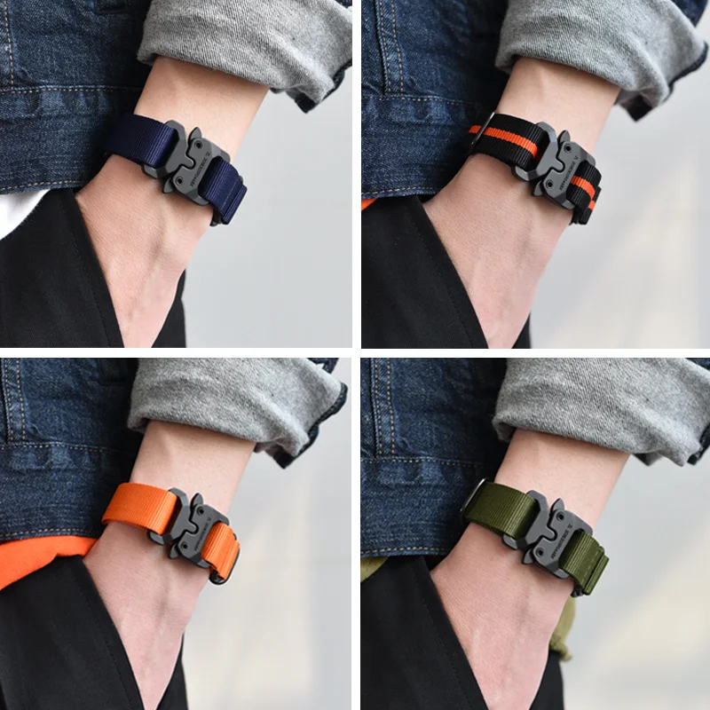 CTRLLOCK Techwear Functional Buckles Bracelet Punk Couple Hiphop Adjustable Nylon Bracelets Hand Accessory
