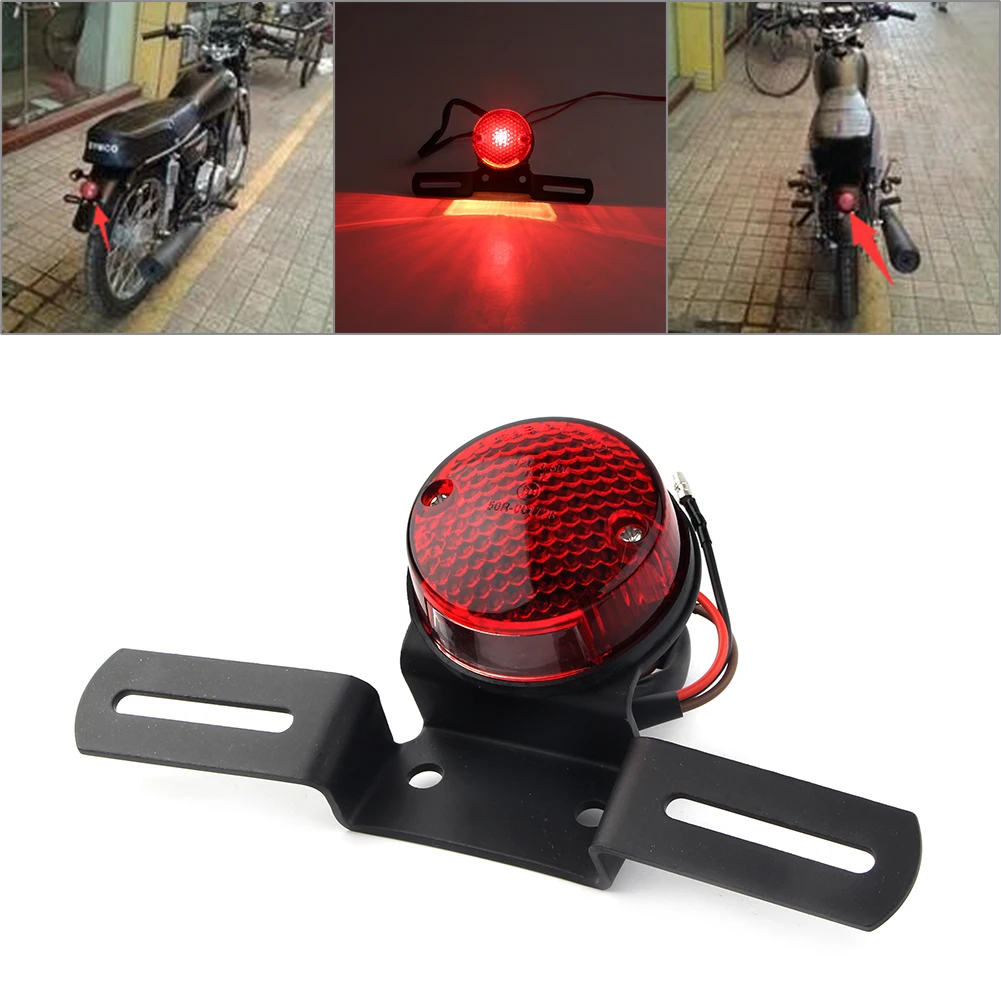

12V Round Red Motorcycle Universal LED Brake Rear Tail Light for Bobber Chopper Cafe Racer ATVS