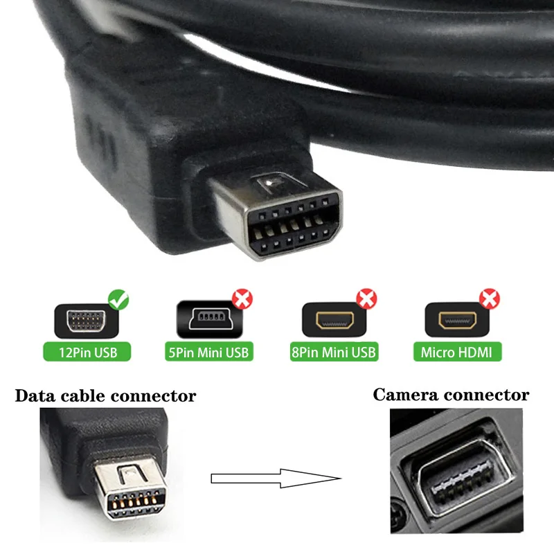 올림푸스 USB 데이터 케이블, 충전 코드, CB-USB5 CB-USB6 CB-USB8, 12 핀