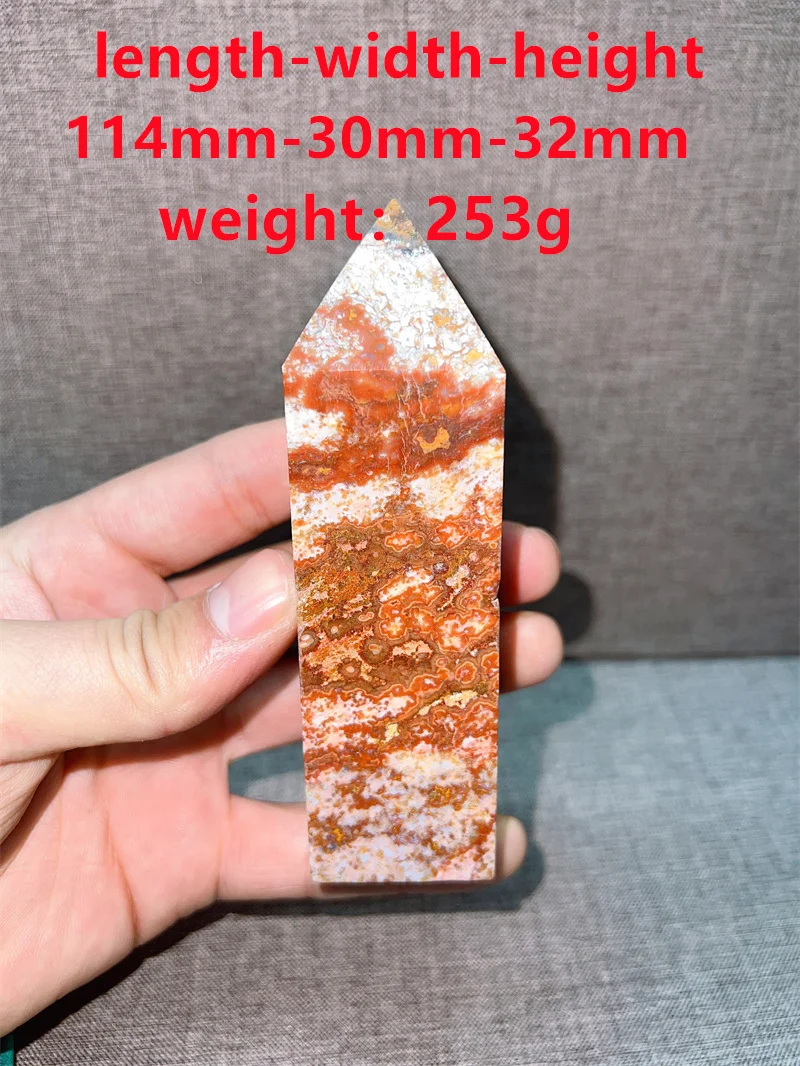 

Natural Ocean Jasper Tower Free Form Tumble Slab Crystal Mineral Madagascar Healing Palm Workmanship Ornament Carving Chip