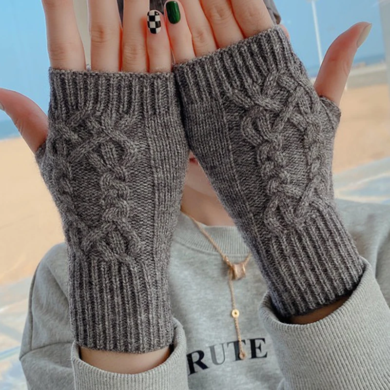 Half Finger Gloves for Women Winter Soft Warm Wool Knitting Arm Gloves fleece fingerless gloves,wool gloves,fingerless gloves,half finger gloves,winter gloves