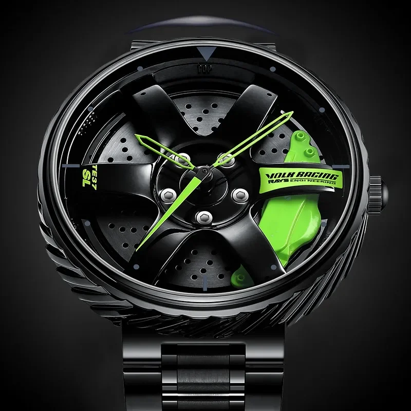 

2024 NIBOSI Car Spinning Rim Hub Watches Custom Design Quartz Wristwatch Waterproof Car Wheel TE37 Watch Volk Racing Rays