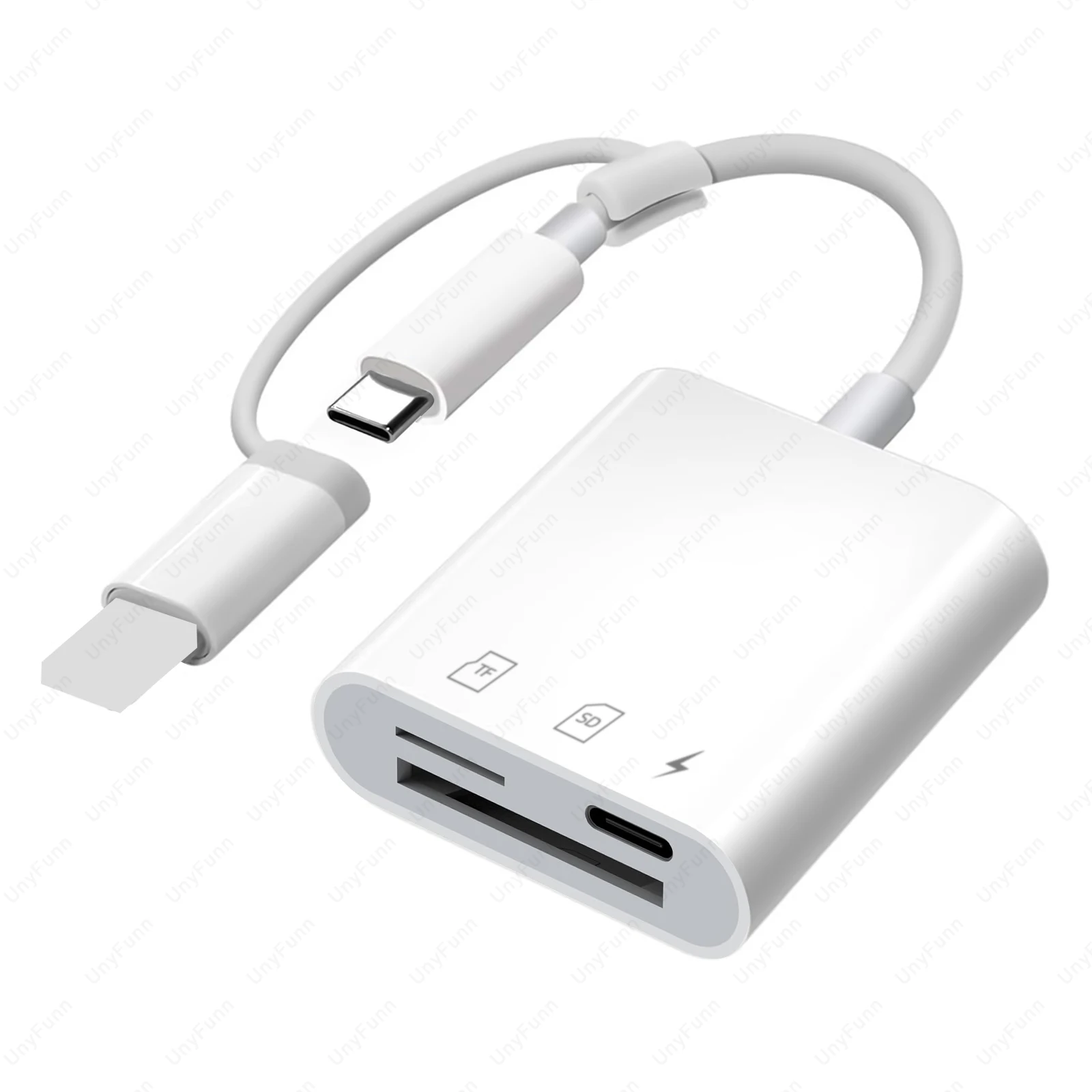 아이폰 아이패드용 USD 카드 리더, 듀얼 USB-C 및 라이트닝 커넥터 메모리 SD 카드 어댑터, SD/MicroSD 카드 트레일 카메라 뷰어용
