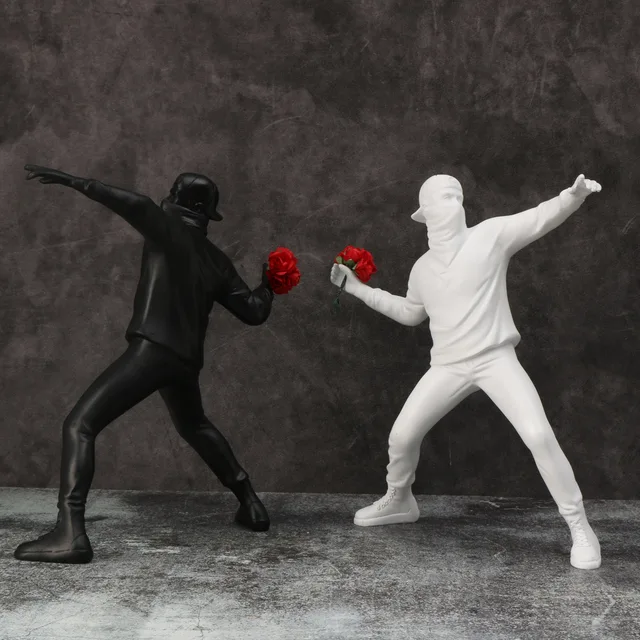 Sculptures Banksy en résine, lanceur de fleurs, Statue de bombardier, décoration de la maison, accessoires de bureau, Figurine décorative Inter, 1 pièce 3