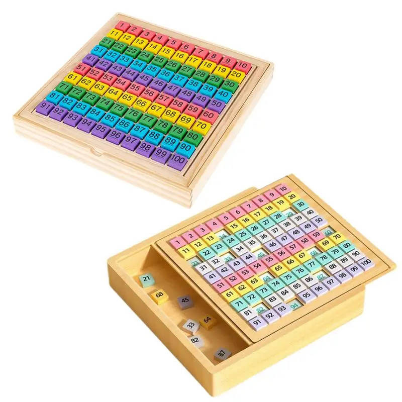 Wooden Sudoku Puzzles Board Game with Drawer 1-100 Hundred Board Consecutive Numbers Learning Toy Math Brain Teaser Toys