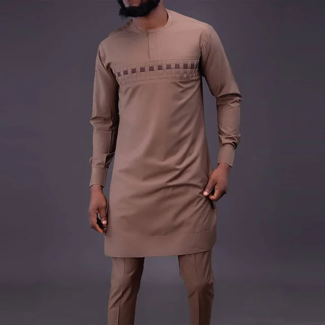 Deji Dashiki Long Sleeve Round Neck Shirt and Pant