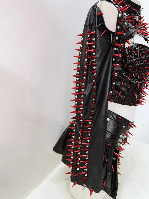 Red Spikey Shrug Top and Skirt 31