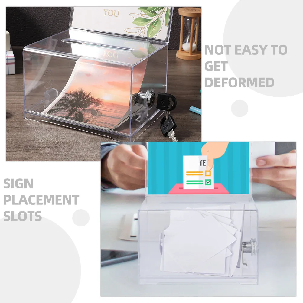2세트 대용량 아크릴 제안함/금고함 (명함, 기부금, 추첨권, 사은품 티켓 보관, 사무실, 전시용)