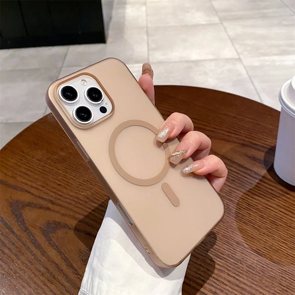 Luxury Matte Translucent Magnetic Charging Case - Ultra-Thin Back Cover