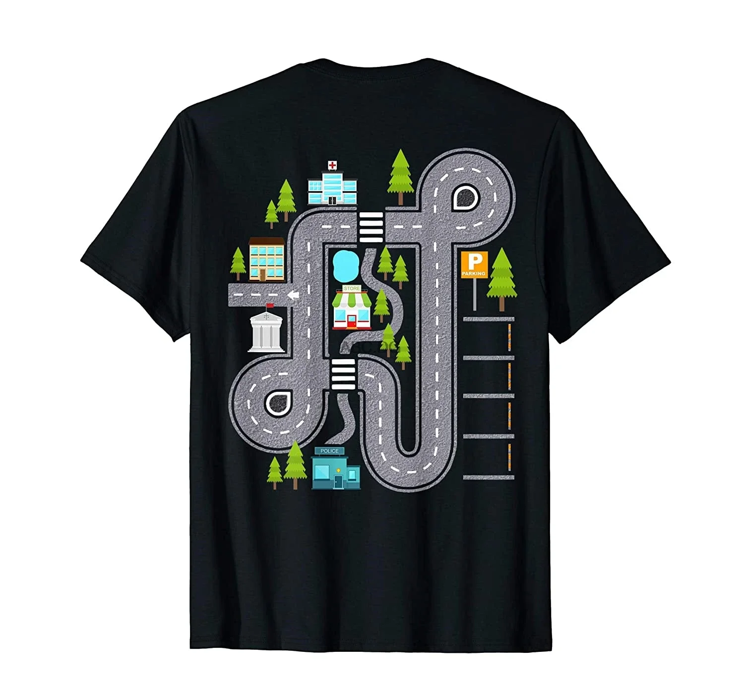 

Play car print T-shirt on Dad's back Gift clothing for Dad kids unisex short-sleeved crew neck top