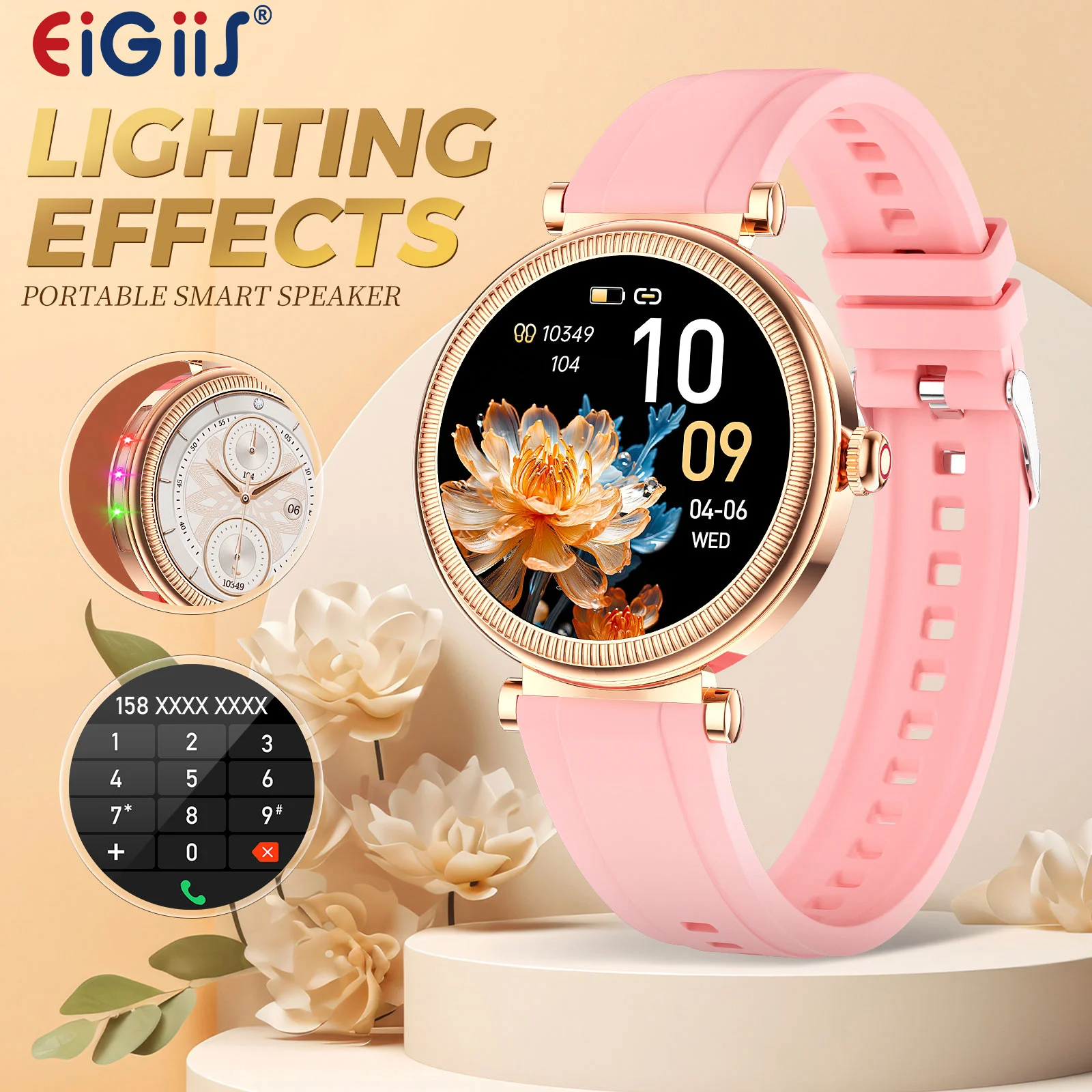 EIGIIS Damenuhren: Modische Smartwatch mit 1,27-Zoll-TFT-Bildschirm, Aktivitätstracker, drahtloser Anruffunktion und verschiedenen Sportfunktionen_voghion.com