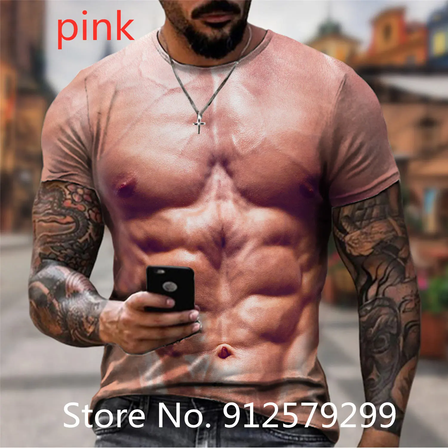 Men's Fashion Funny Muscular 3D Printing T-Shirt Casual Muscle Short Sleeve Animal Naked Hairy Man Nude Skin Chest Muscle TShirt