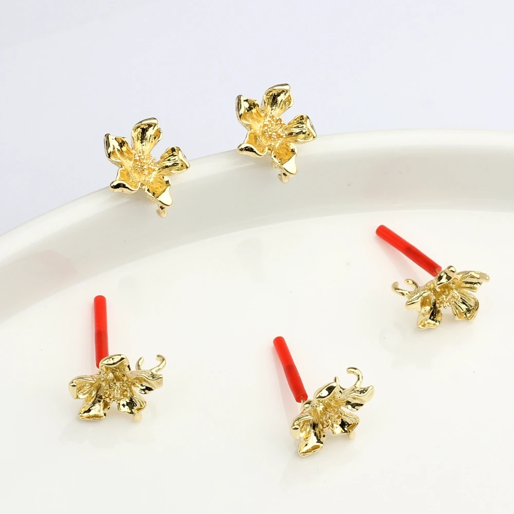 Neue Zink-legierung Mode Blumen Basis Ohrringe Stecker Charms 6 teile/los Für DIY Ohrringe Schmuck Machen Zubehör