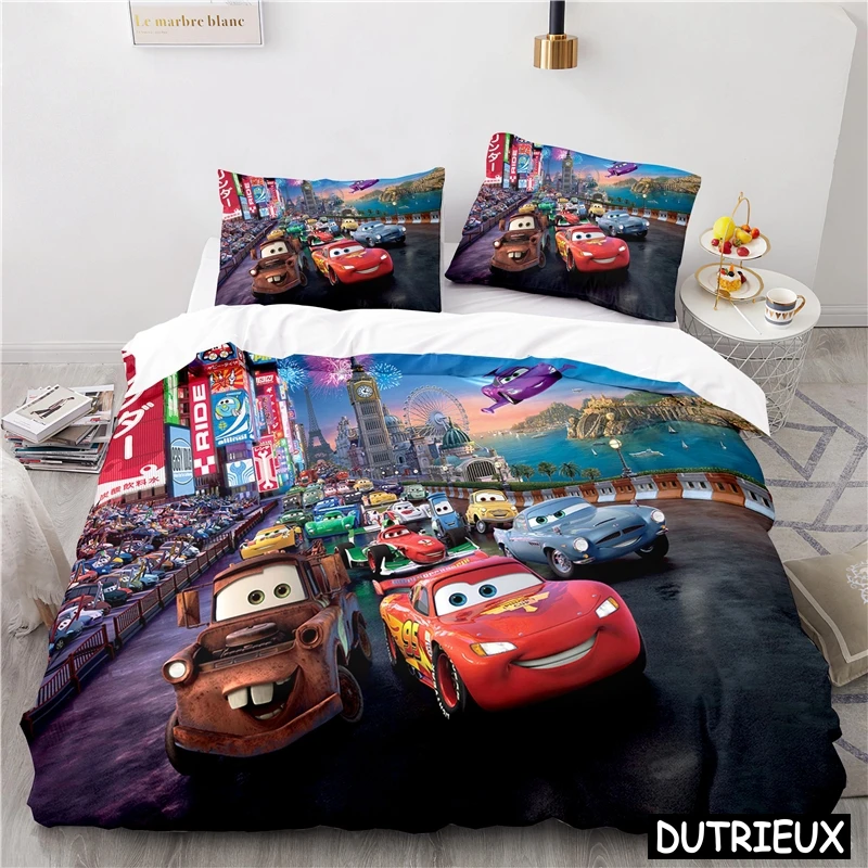 

Cars Lightning McQueen Mater 3D Print Bedding Set Comforter Cover With Pillowcase Soft Duvet Cover Set For Children Boys Gift