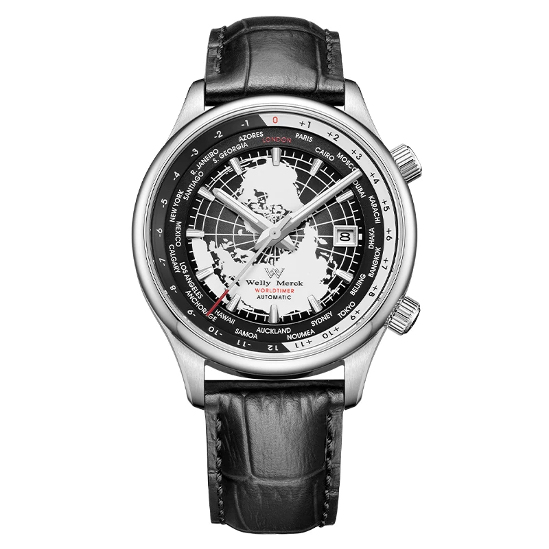 WM 腕時計自動機械式メンズ腕時計高品質サファイアワールドタイム