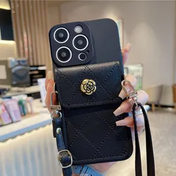 3D Flower Leather Wallet Crossbody Phone Case with Card Holder and Lanyard Strap - Nova 6 (5G) (4)