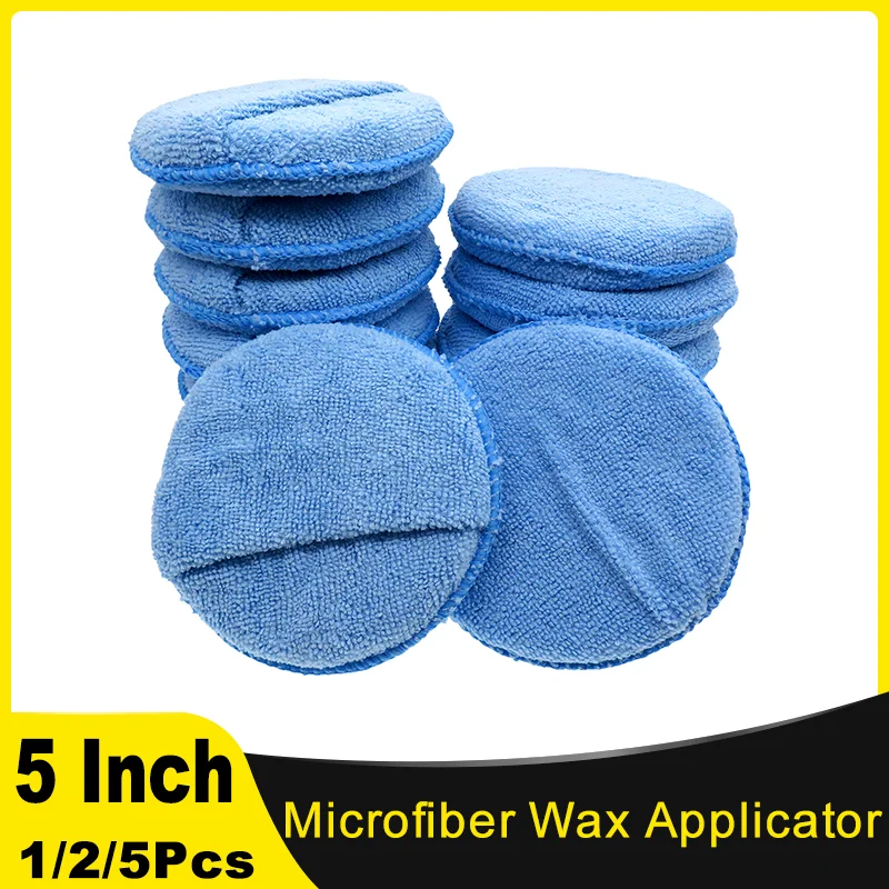 10Pcs 5 Inch Round Soft Microfiber Car Wax Applicator Pad Polishing Sponge  for Apply and Remove Wax Auto Care 