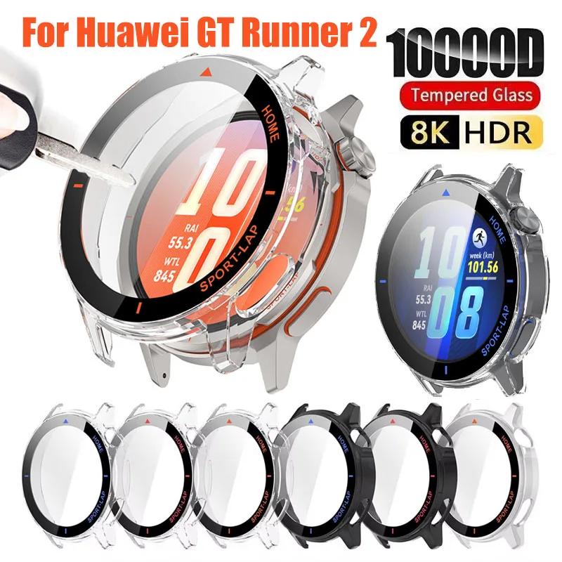 Huawei Watch GT Runner 2 Protective Case with Tempered Glass Screen Cover