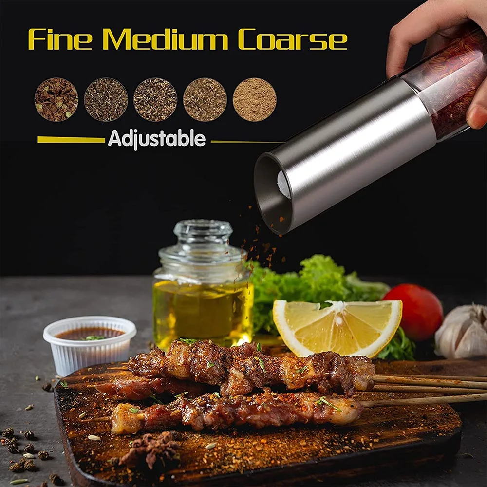 1pc Battery-powered Stainless Steel Pepper Mill, Electric Salt And Spice  Grinder With Automatic Grinding Function, Suitable For Grinding Pepper, Salt,  Sea Salt, Himalayan Salt, Etc.