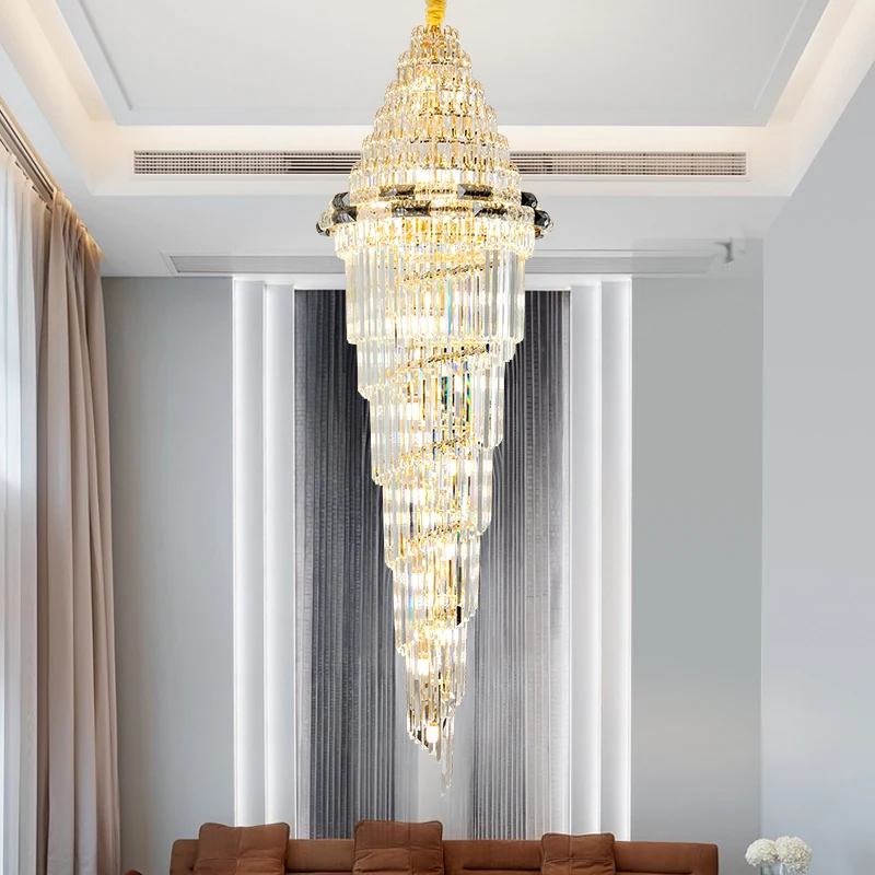 

Modern Living Room Crystal Long Chandelier Light Hotel Lobby Villa Residential Lighting Led Pendant Lighting