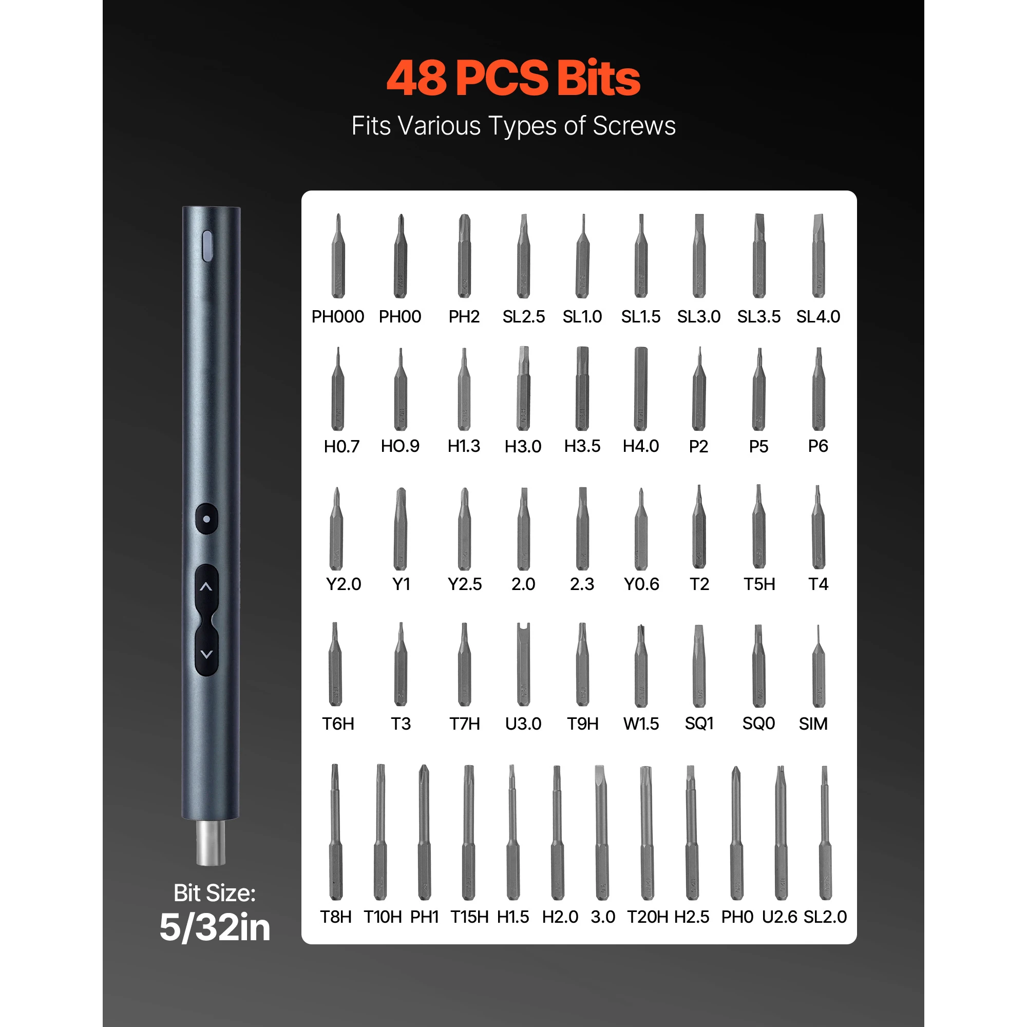 Electric Precision Screwdriver Set with LED Light and Magnetic Storage