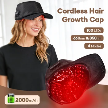 Cappello per la Crescita dei Capelli con Luce Rossa Infrarossa 650nm+850nm, Trattamento Anti-Caduta, Ripristino della Densità e Cura della Ricrescita dei Capelli