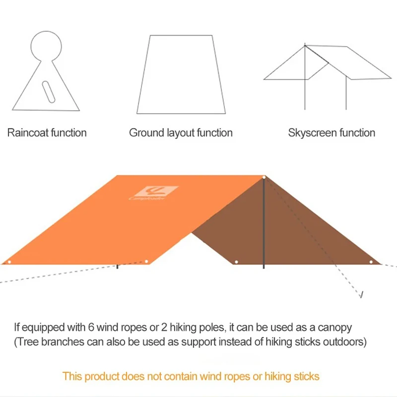 Rainwear Outdoor 3 In 1 Hooded Sleeve Long Waterproof Rain Poncho Motorcycle Rain Cover Camping Hiking Travel Tent