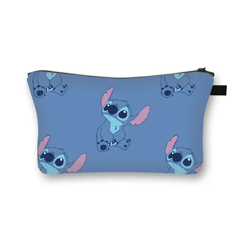 Disney-Cute Stitch Travel Makeup Bag para mulheres, Cartoon Print, Artigos de Higiene Pessoal, Portable, Zipper, Coin Purse, Girls, Kids