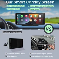 Écran Carplay pour voiture, Carplay sans fil portable 10" et Android Auto, récepteurs audio stéréo ar pour lien miroir de navigation GPS de voiture 4