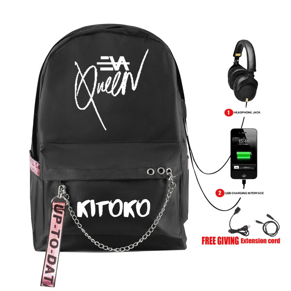 

Popular Youthful School Bag Unisex Pretty Eva queen Travel Bags Usb Rechargeable Oxford Waterproof Notebook Shoulder Backpacks