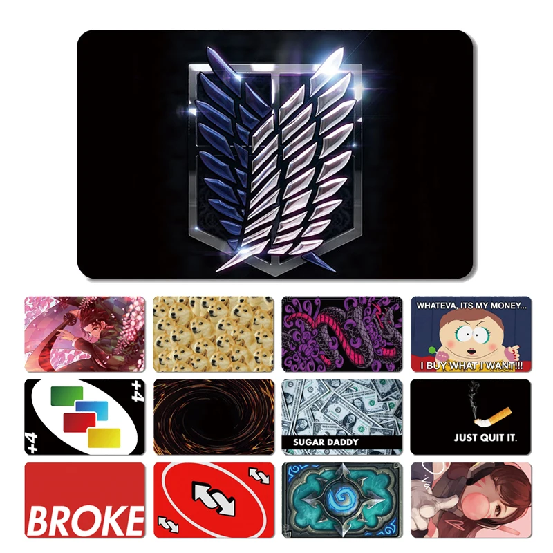2022 Cute Cat Poker Wings Matte Front Side Cover Sticker Pellicola Skin Per Carta Di Debito Carta Di Credito Piccolo Chip Big Chip Full Film