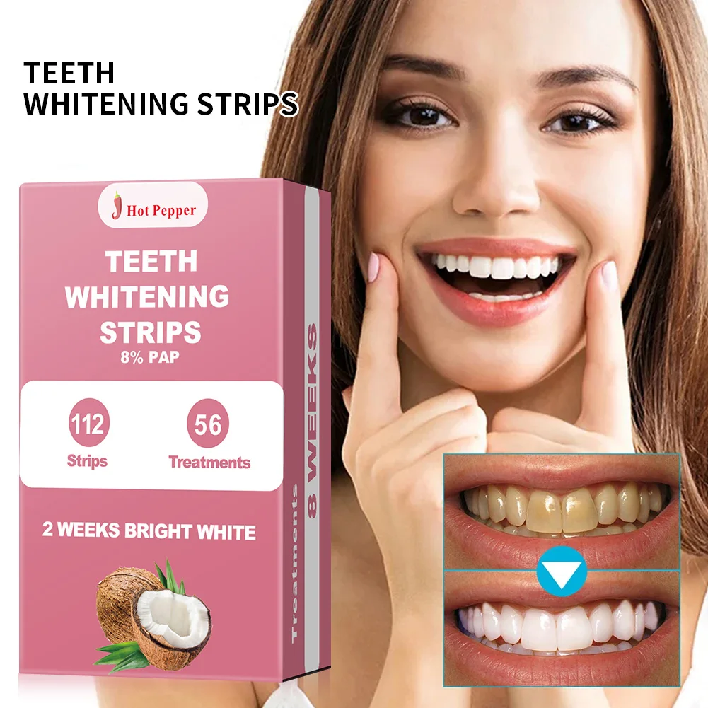 

New Teeth Whitening Strips Dental Bleach Whitening Teeth 8%pap Dental Kit Oral Hygiene Care Gel 112 Pcs Home Use Tooth Stickers