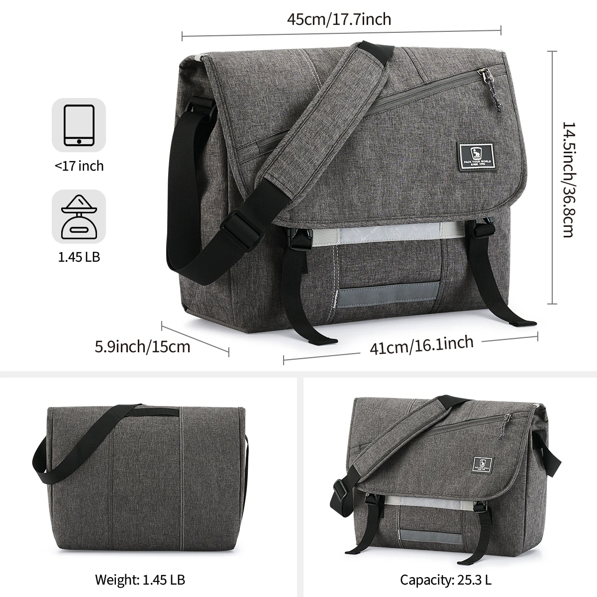 OIWAS 17-Zoll-Laptop Männer Messenger Bags Mode Business Reise Umhängetasche männer Leinwand Aktentasche Männliche Umhängetasche Handtasche – Detail 5