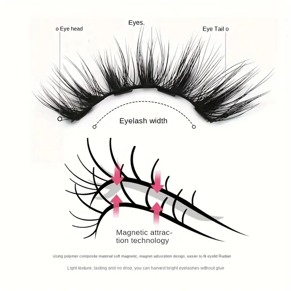 Eyelash Extension Lashes False Eyelashes Magnetic Lashes & Eyeliner Kit with Two Eyeliner and Tweezers