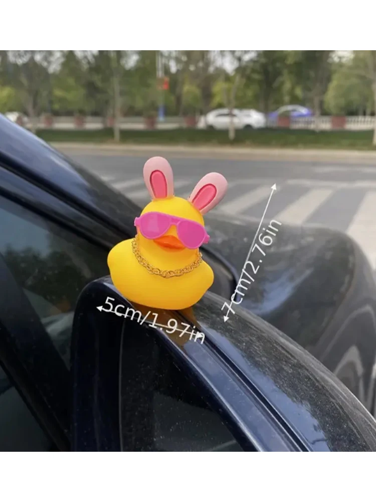 Rubber Duck Car Ornaments Yellow Duck Car Dashboard Decorations with Propeller Helmet for Christmas Decor and Home Decorations 2