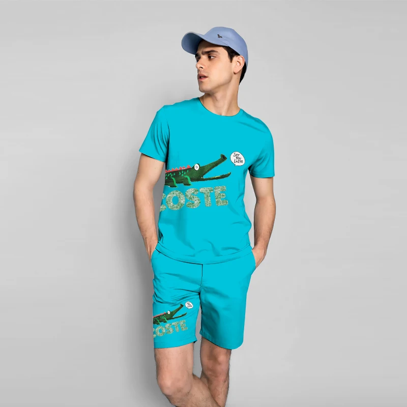 

2024 Fashion Men's Tracksuit Short Sleeve T-shirt and Tracksuit shorts Summer Casual Jogger Suit Men's two-piece suit