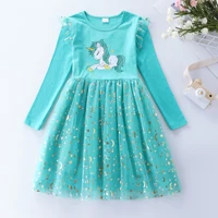 Robe d'automne en maille de licorne brodée en coton pour filles, nouvelle collection 1