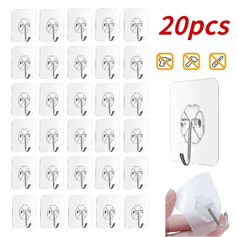 

Transparent Wall Hooks Strong Self Adhesive Door Wall Hangers Hook Home Storage Hooks Suction Cup Heavy Load Hook Holder Racks