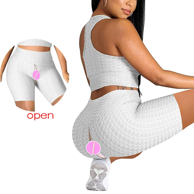 

Sexy Peach Butt Sex Open-crotch Outdoor Shorts Woman's Leggings Outfits Jogging Yoga Clothing Biker Textured Workout Sportswear