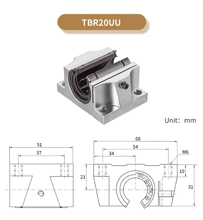 1 stücke 2 stücke 4 stückeTBR16UU/TBR20LUU/TBR25LUU/TBR30LUU Linear Kugellager Unterstützung Block CNC Router Für 3D Drucker Teile linear Guide – Detail 10