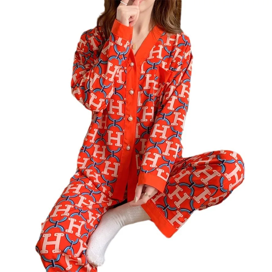 New Ladies Two-Piece Pajamas Huar Mian Pajamas Homewear Women Loose Big Size Cardigan Sweet Cartoon Homewear Women's Suit