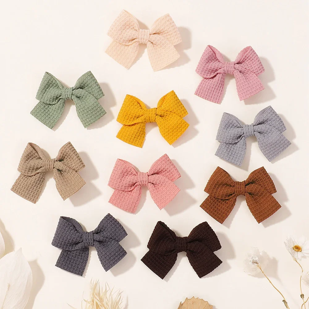 10/20 Stück schöne 2'' weiche Baumwoll-Haarschleifen-Clips für Babys, niedliche große handgefertigte Schleife, Haarklammer, Kopfbedeckung, Kinder-Haar-Accessoires