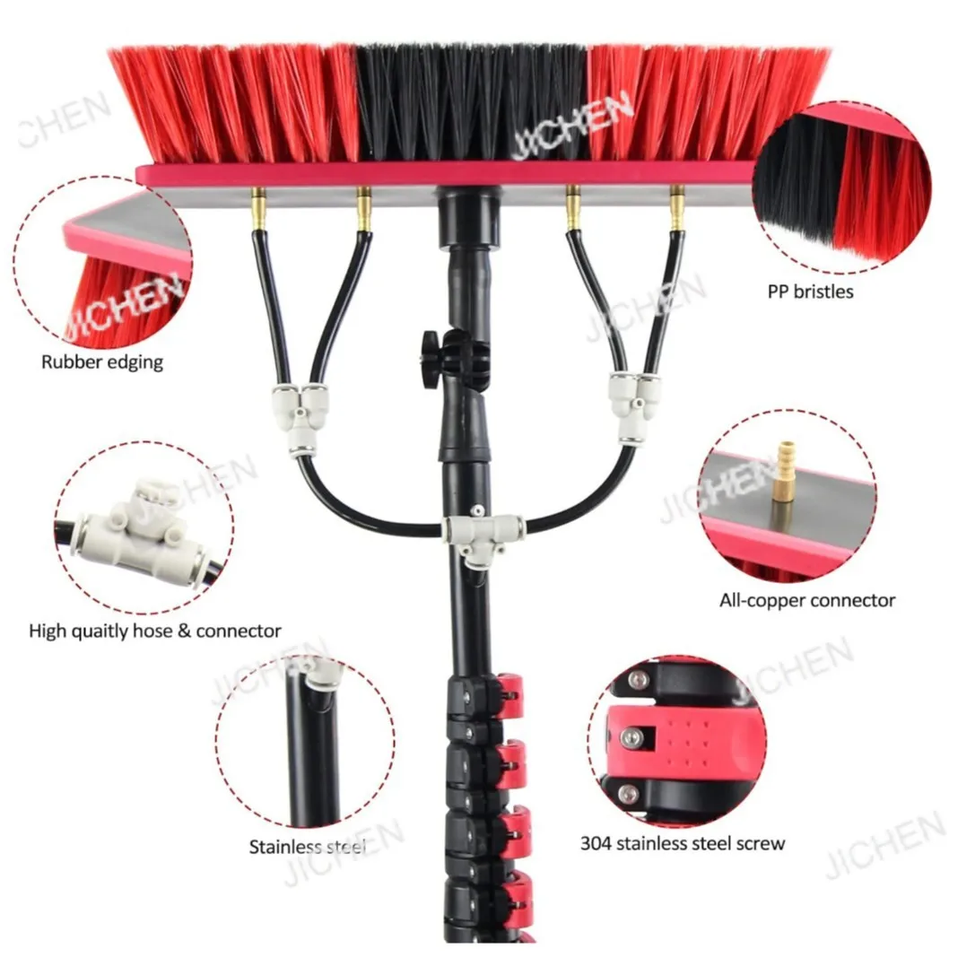Photovoltaic panel cleaning tool Water glass cleaning brush Aluminum alloy brush head Extended telescopic rod