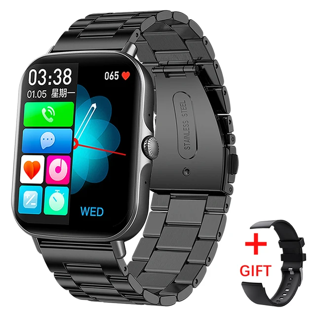 LIGE New Dial Call Smart Watch Men 2022 Full Touch Body Temperature Sports Fitness Tracker Waterproof Men Smartwatch Women + Box black