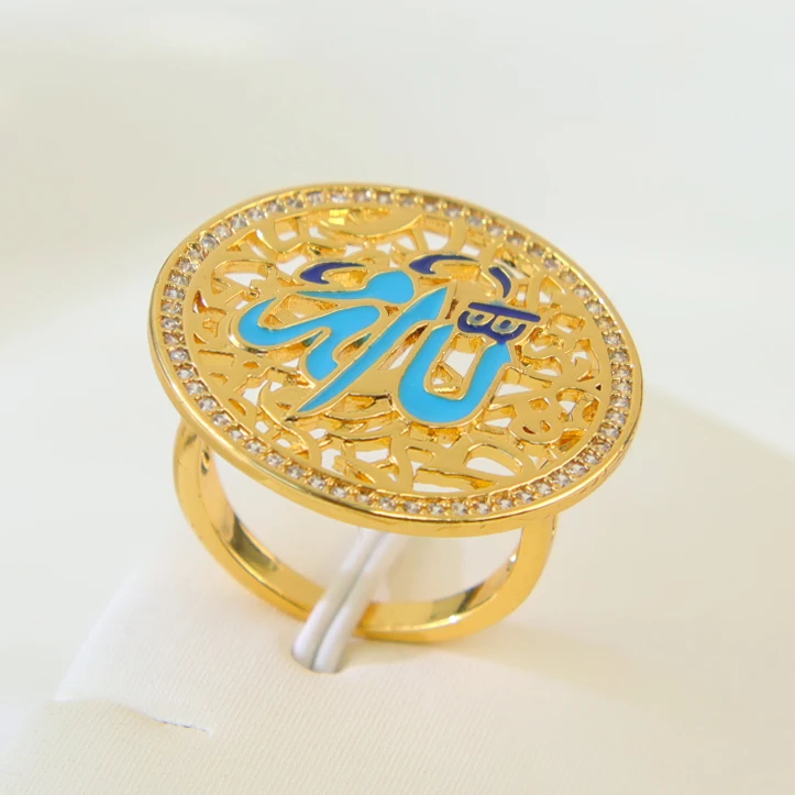 Luxuriöse arabische Design-Goldringe, 21 Karat vergoldet, Dubai, islamischer, exquisiter Paarring, äthiopische Frauen, täglicher Party-Schmuck, Geschenke – Detail 22