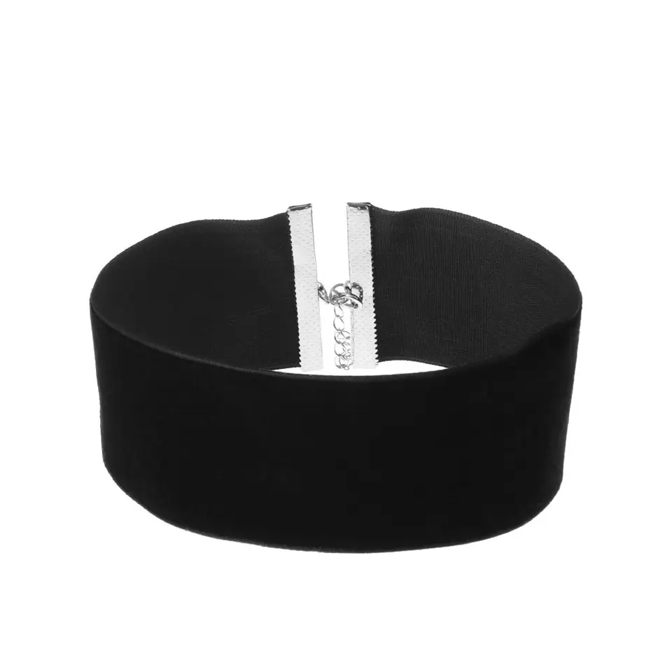 Collana Nera Donna In Pelle Vellutata, Regolabile 30+8cm, Con Cristallo, Gioiello Gotico, Accessorio Per Cosplay Carnevale