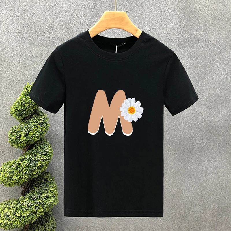 T-shirt uomo 100% cotone con stampa floreale e lettere a maniche corte_voghion.com