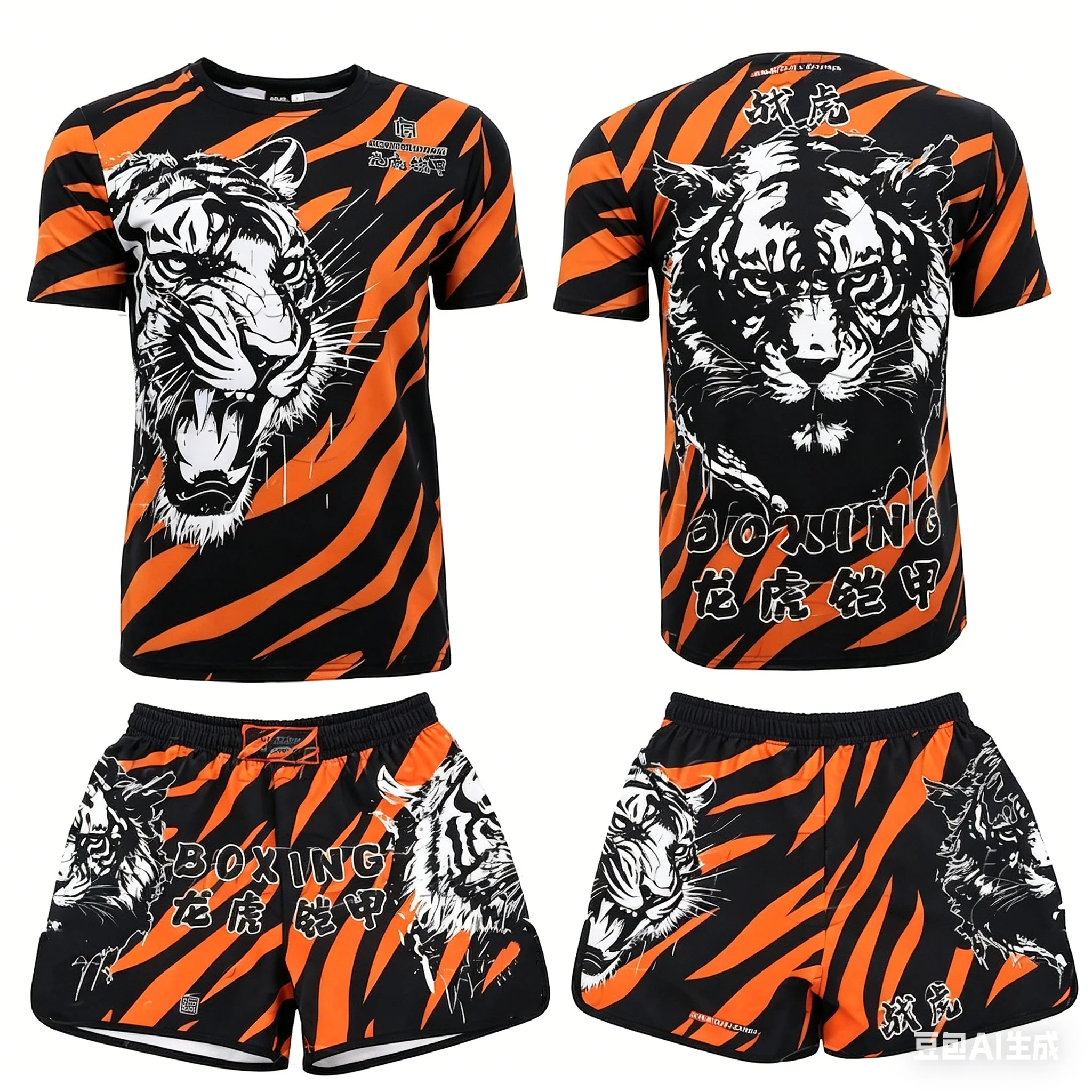 2026 Summer Men's MMA Training Suit Quick Dry Combat Sportswear Set Bold Pink & Black Graphic Shorts & T-Shirt Outfit for Kids